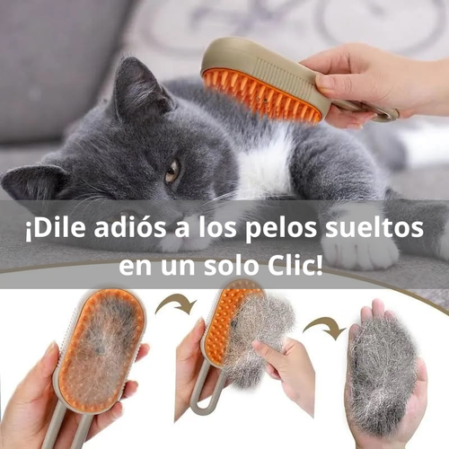 Cepillo A Vapor Pro 3-en-1 Recargable USB para Mascotas ¡Menos pelos sueltos en Casa, Más brillo en su Pelaje!
